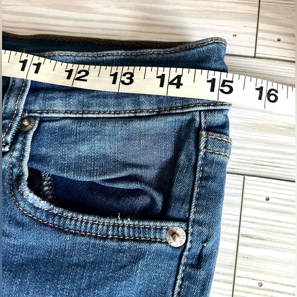 FREE PEOPLE Women’s Shark Bite Skinny Jeans Blue Distressed Frayed Size‎ 27 Long - Picture 14 of 16